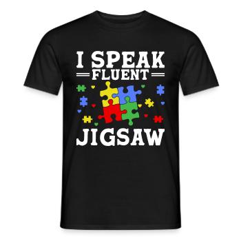 Jigsaw Puzzle Piece Puzzle Lover - Men's T-Shirt - black - Front - AI Model Male 178 light (178cm)