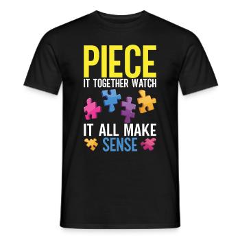 Jigsaw Puzzle Piece Puzzle Lover - Men's T-Shirt - black - Front - AI Model Male 178 light (178cm)