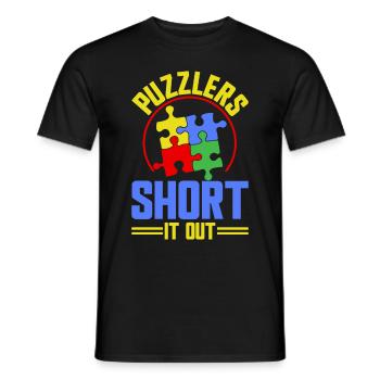 Jigsaw Puzzle Piece Puzzle Lover - Men's T-Shirt - black - Front - AI Model Male 178 light (178cm)