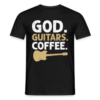 God Guitars Coffee Christian Guitarist - Men's T-Shirt - black - Front - AI Model Male 178 light (178cm)