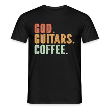 God Guitars Coffee Christian Guitarist - Men's T-Shirt - black - Front - AI Model Male 178 light (178cm)