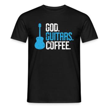 God Guitars Coffee Christian Guitarist - Men's T-Shirt - black - Front - AI Model Male 178 light (178cm)