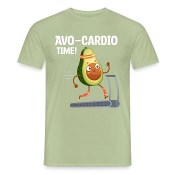 Avo-Cardio Funny Pun Workout Avocado - Men's T-Shirt - sage - Front - AI Model Male 178 light (178cm)