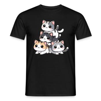 Stapel Von Kitty Cats Stapel Kawaii Meowtain Anime - Männer T-Shirt - Schwarz - Vorne - AI Model Male 178 light (178cm)