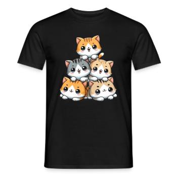Stapel Von Kitty Cats Stapel Kawaii Meowtain Anime - Männer T-Shirt - Schwarz - Vorne - AI Model Male 178 light (178cm)