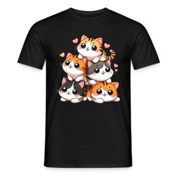 Stapel Von Kitty Cats Stapel Kawaii Meowtain Anime - Männer T-Shirt - Schwarz - Vorne - AI Model Male 178 light (178cm)
