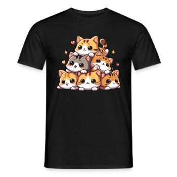 Stapel Von Kitty Cats Stapel Kawaii Meowtain Anime - Männer T-Shirt - Schwarz - Vorne - AI Model Male 178 light (178cm)