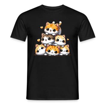 Stapel Von Kitty Cats Stapel Kawaii Meowtain Anime - Männer T-Shirt - Schwarz - Vorne - AI Model Male 178 light (178cm)