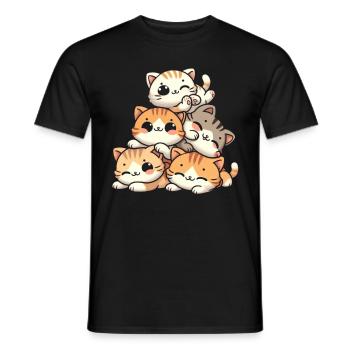 Stapel Von Kitty Cats Stapel Kawaii Meowtain Anime - Männer T-Shirt - Schwarz - Vorne - AI Model Male 178 light (178cm)