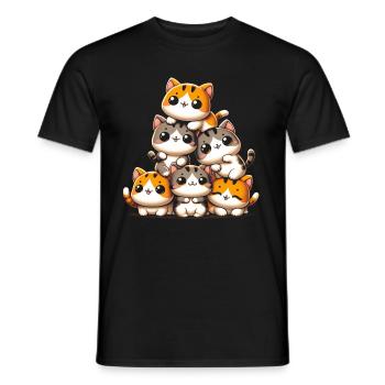 Stapel Von Kitty Cats Stapel Kawaii Meowtain Anime - Männer T-Shirt - Schwarz - Vorne - AI Model Male 178 light (178cm)