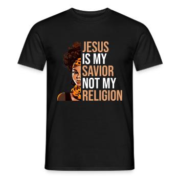 African American Christ Jesus Black Women - Men's T-Shirt - black - Front - AI Model Male 178 light (178cm)