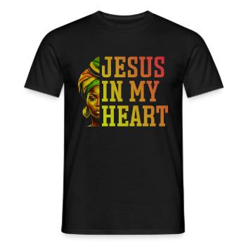 African American Christ Jesus Black Women - Men's T-Shirt - black - Front - AI Model Male 178 light (178cm)