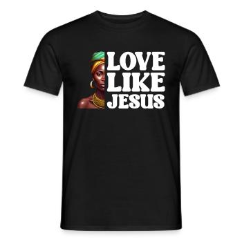 African American Christ Jesus Black Women - Men's T-Shirt - black - Front - AI Model Male 178 light (178cm)