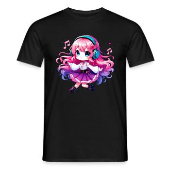 Kawaii Chibi Anime Girl Anime Merch Japanese - Men's T-Shirt - black - Front - AI Model Male 178 light (178cm)