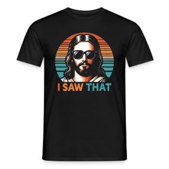 I Saw Jesus Meme Funny Christian - Men's T-Shirt - black - Front - AI Model Male 178 light (178cm)