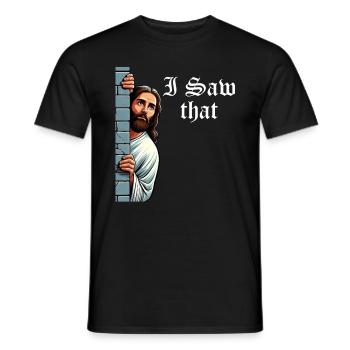 I Saw Jesus Meme Funny Christian - Men's T-Shirt - black - Front - AI Model Male 178 light (178cm)