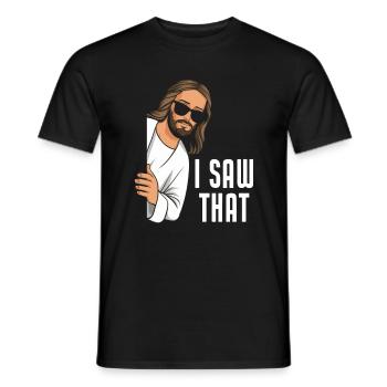 I Saw Jesus Meme Funny Christian - Men's T-Shirt - black - Front - AI Model Male 178 light (178cm)