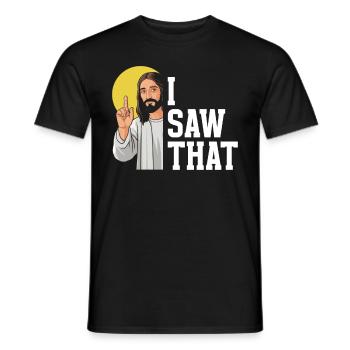 I Saw Jesus Meme Funny Christian - Men's T-Shirt - black - Front - AI Model Male 178 light (178cm)