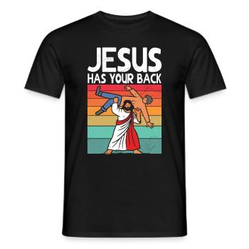 Jésus vous soutient BJJ Jiu Jitsu Christian - T-shirt homme - noir - Devant - AI Model Male 178 light (178cm)