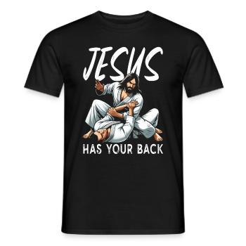 Jésus vous soutient BJJ Jiu Jitsu Christian - T-shirt homme - noir - Devant - AI Model Male 178 light (178cm)
