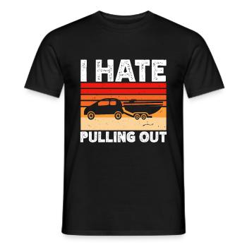 Funny boat boat captain pulling out - Men's T-Shirt - black - Front - AI Model Male 178 light (178cm)