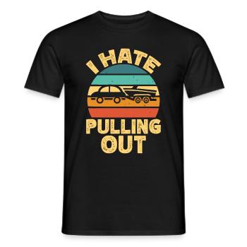 Funny boat boat captain pulling out - Men's T-Shirt - black - Front - AI Model Male 178 light (178cm)