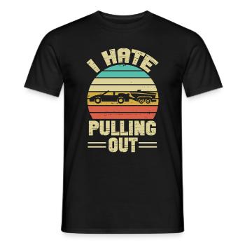 Funny boat boat captain pulling out - Men's T-Shirt - black - Front - AI Model Male 178 light (178cm)