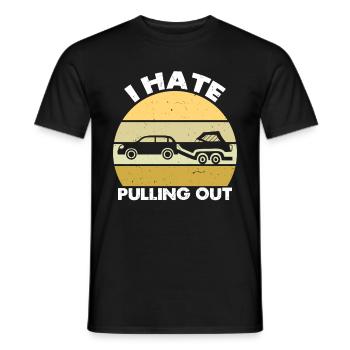Funny boat boat captain pulling out - Men's T-Shirt - black - Front - AI Model Male 178 light (178cm)