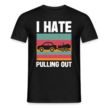 Funny boat boat captain pulling out - Men's T-Shirt - black - Front - AI Model Male 178 light (178cm)