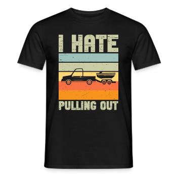 Funny boat boat captain pulling out - Men's T-Shirt - black - Front - AI Model Male 178 light (178cm)