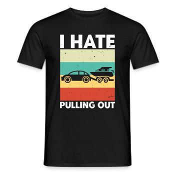 Funny boat boat captain pulling out - Men's T-Shirt - black - Front - AI Model Male 178 light (178cm)