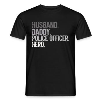 Agent de police, ligne bleue, application de la loi - T-shirt homme - noir - Devant - AI Model Male 178 light (178cm)