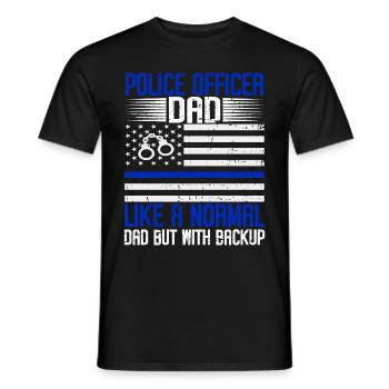 Agent de police, ligne bleue, application de la loi - T-shirt homme - noir - Devant - AI Model Male 178 light (178cm)