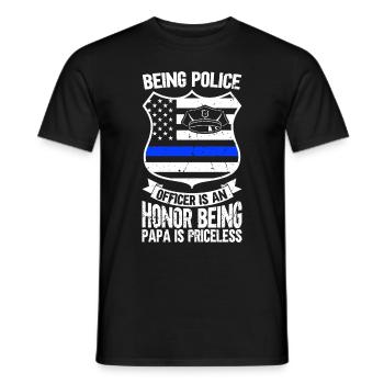 Agent de police, Ligne bleue, Application de la loi - T-shirt homme - noir - Devant - AI Model Male 178 light (178cm)