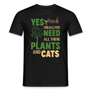 Plantes et chats Jardin Amoureux des plantes - T-shirt homme - noir - Devant - AI Model Male 178 light (178cm)