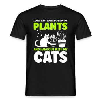 Plantes et chats Jardin Amoureux des plantes - T-shirt homme - noir - Devant - AI Model Male 178 light (178cm)