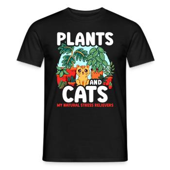 Plantes et chats Jardin Amoureux des plantes - T-shirt homme - noir - Devant - AI Model Male 178 light (178cm)