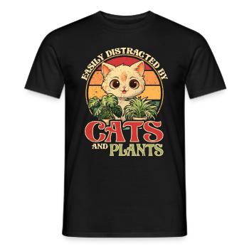 Plantes et chats Jardin Amoureux des plantes - T-shirt homme - noir - Devant - AI Model Male 178 light (178cm)