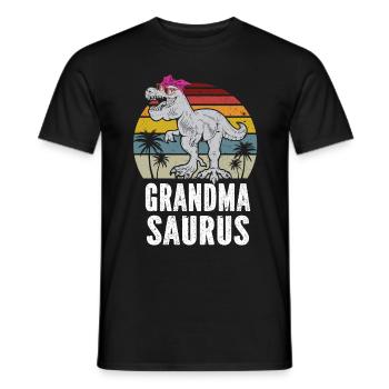 Omasaurus T Rex Dinosaur Granny Nana - Men's T-Shirt - black - Front - AI Model Male 178 light (178cm)