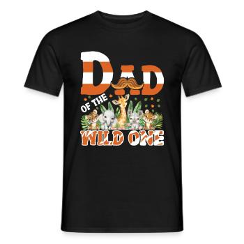 Papa Of The Wild One Birthday Zoo Theme Safari - Men's T-Shirt - black - Front - AI Model Male 178 light (178cm)