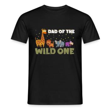Papa Of The Wild One Birthday Zoo Theme Safari - Men's T-Shirt - black - Front - AI Model Male 178 light (178cm)