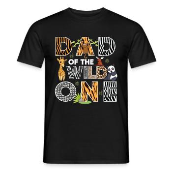Papa Of The Wild One Birthday Zoo Theme Safari - Men's T-Shirt - black - Front - AI Model Male 178 light (178cm)