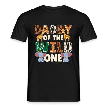 Papa Of The Wild One Birthday Zoo Theme Safari - Men's T-Shirt - black - Front - AI Model Male 178 light (178cm)