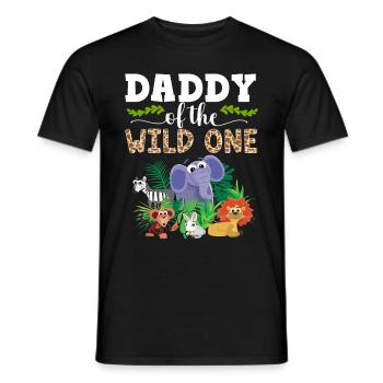 Papa Of The Wild One Birthday Zoo Theme Safari - Men's T-Shirt - black - Front - AI Model Male 178 light (178cm)