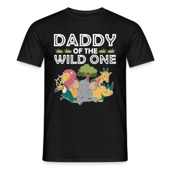 Papa Of The Wild One Birthday Zoo Theme Safari - Men's T-Shirt - black - Front - AI Model Male 178 light (178cm)