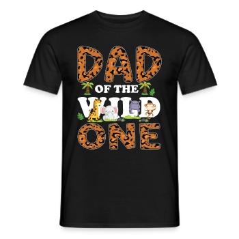 Papa Of The Wild One Birthday Zoo Theme Safari - Men's T-Shirt - black - Front - AI Model Male 178 light (178cm)
