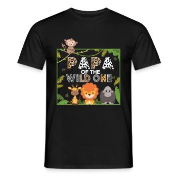 Papa Of The Wild One Birthday Zoo Theme Safari - Men's T-Shirt - black - Front - AI Model Male 178 light (178cm)