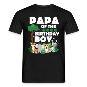 Papa Of The Wild One Birthday Zoo Theme Safari - Men's T-Shirt - black - Front - AI Model Male 178 light (178cm)