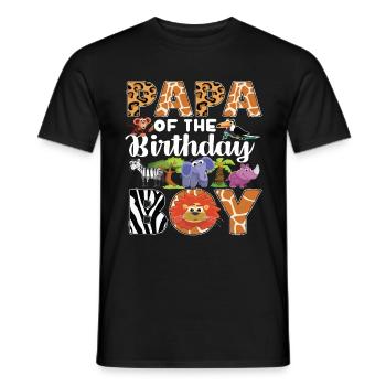 Papa Of The Wild One Birthday Zoo Theme Safari - Men's T-Shirt - black - Front - AI Model Male 178 light (178cm)