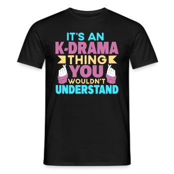 Korean Drama Merch K-Drama Lover Fan - Men's T-Shirt - black - Front - AI Model Male 178 light (178cm)